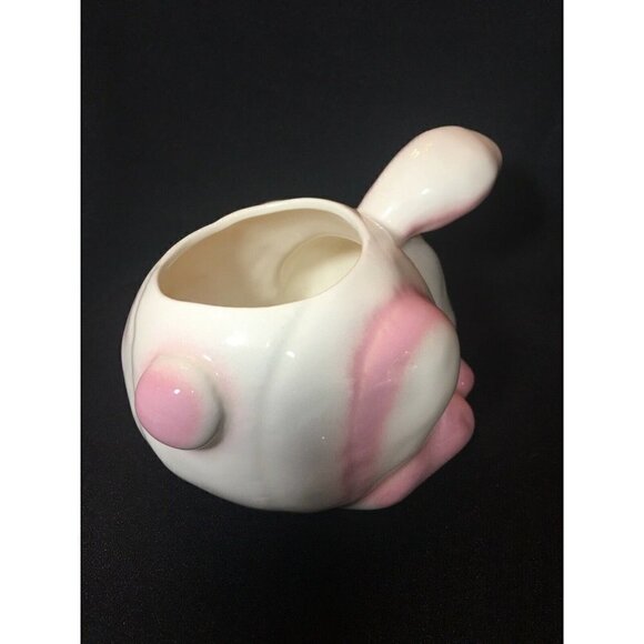 Vintage Ceramic White & Pink Bunny Planter. Hobby Piece. 7 X 3.75” - Picture 4 of 6